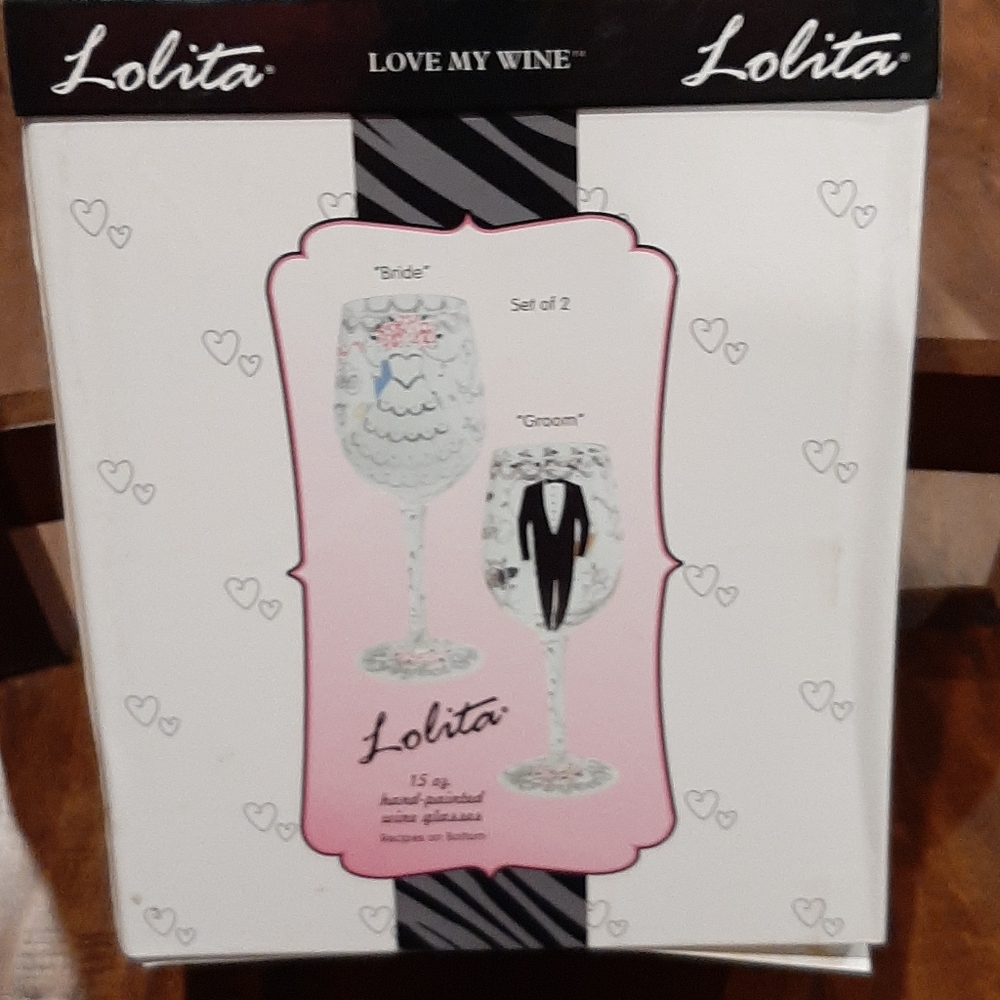 Lolita bride & groom wine glasses